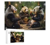 Rompecabezas para Adolescentes 300 PCS Pandas Celebrating with Sparklers in Bamboo Forest Rompecabezas para Adultos Juego Práctico Que Mejora La Memoria Actividades Divertidas En Casa 300 PCS