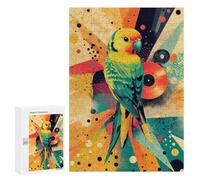 Rompecabezas para Adolescentes 300 PCS Parrot with Retro Bright Green Budgerigar Parrot Rompecabezas para Adultos Juguetes Antiestrés para La Diversión Familiar Interacción Entre Padres E Hijos 300 P