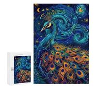 Rompecabezas para Adolescentes 300 PCS Peacock in Starry Night Style Rompecabezas para Adultos Juego Práctico Decoración De Pared Cumpleaños Y Navidad 300 PCS
