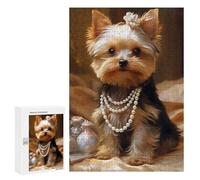 Rompecabezas para Adolescentes 300 PCS Pearl-Adorned Yorkshire Terrier Rompecabezas para Adolescentes Juguetes Antiestrés Mejora La Memoria 300 PCS