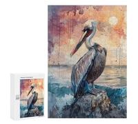 Rompecabezas para Adolescentes 300 PCS Pelican Sea Rock Sun Rompecabezas Juegos Relajantes Decoración del Hogar Regalos Y Cumpleaños Únicos 300 PCS