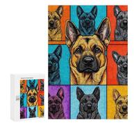 Rompecabezas para Adolescentes 300 PCS Pop Art German Shepherd Rompecabezas para Adultos Juguetes Antiestrés Arte De Pared Interacción Entre Padres E Hijos 300 PCS