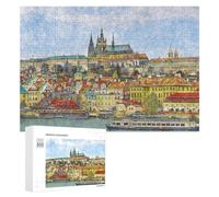 Rompecabezas para Adolescentes 300 PCS Prague Castle Panorama Rompecabezas para Adultos Juego De Ingenio Decoración del Hogar Actividades Divertidas En Casa 300 PCS