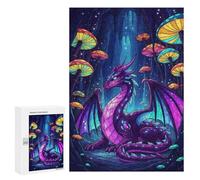 Rompecabezas para Adolescentes 300 PCS Purple Dragon in Mushroom Cave Rompecabezas para Adultos Juego Práctico Carrera De Velocidad Manual Desafío Educativo 300 PCS