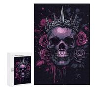 Rompecabezas para Adolescentes 300 PCS Purple Skull with Crown and Roses Rompecabezas para Adultos Juguetes Antiestrés Arte De Pared Interacción Entre Padres E Hijos 300 PCS