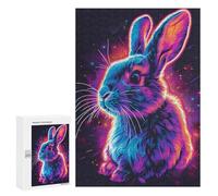 Rompecabezas para Adolescentes 300 PCS Rabbit Neon Animal Rompecabezas para Adultos Juegos Relajantes Decoración Perfecta Regalos De Cumpleaños Y Únicos 300 PCS