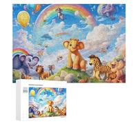 Rompecabezas para Adolescentes 300 PCS Rainbow Animal Parade Rompecabezas para Adultos Juego De Ingenio Decoración del Hogar Actividades Divertidas En Casa 300 PCS