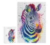 Rompecabezas para Adolescentes 300 PCS Rainbow Zebra Watercolor Rompecabezas para Adultos Juguetes Antiestrés para La Diversión Familiar Interacción Entre Padres E Hijos 300 PCS