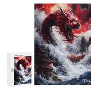 Rompecabezas para Adolescentes 300 PCS Red Dragon Rising Rompecabezas para Adultos Juegos Relajantes Pero Divertidos Y Humorísticos 300 PCS
