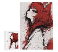 Rompecabezas para Adolescentes 300 PCS Red Fox Girl Anime Illustration Rompecabezas para Adultos Juego Práctico Decoración De Pared Cumpleaños Y Navidad 300 PCS