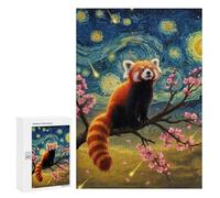 Rompecabezas para Adolescentes 300 PCS Red Panda in Starry Night Style Rompecabezas para Adultos Juegos Relajantes Pero Divertidos Y Humorísticos 300 PCS