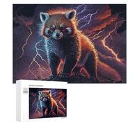 Rompecabezas para Adolescentes 300 PCS Red Panda Lightning Storm Rompecabezas Juegos Relajantes Decoración del Hogar Regalos Y Cumpleaños Únicos 300 PCS