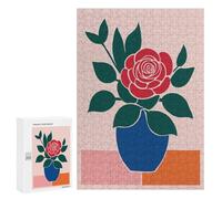 Rompecabezas para Adolescentes 300 PCS Red Rose in Blue Vase Rompecabezas para Adolescentes Mejora La Memoria Desafiante De Completar Juego Desafiante Juguetes 300 PCS