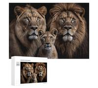 Rompecabezas para Adolescentes 300 PCS Regal Lion Family Portrait Rompecabezas Juguetes Antiestrés Decoración Diversión En Casa Actividades, 300 PCS