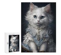Rompecabezas para Adolescentes 300 PCS Regal White Cat Portrait -3 Rompecabezas para Adultos Juegos Relajantes Decoración Perfecta Regalos De Cumpleaños Y Únicos 300 PCS