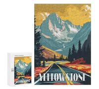 Rompecabezas para Adolescentes 300 PCS Road to Yellowstone Rompecabezas para Adultos Juego Práctico Carrera De Velocidad Manual Desafío Educativo 300 PCS
