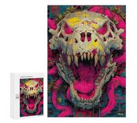 Rompecabezas Para Adolescentes 300 PCS Roar of The Forgotten Beast - Expressionist Fury Skull Rompecabezas Para Adolescentes Juegos Relajantes Regalos Para Mujeres Actividades Divertidas En Casa 300 P