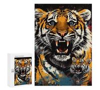 Rompecabezas para Adolescentes 300 PCS Roaring Tiger Artwork -10 Rompecabezas para Adultos Juego Familiar Regalo De Cumpleaños Interacción Entre Padres E Hijos 300 PCS