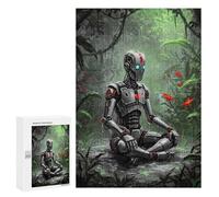 Rompecabezas para Adolescentes 300 PCS Robot in Meditation in The Jungle Rompecabezas para Adultos Juegos Relajantes Pero Divertidos Y Humorísticos 300 PCS