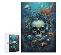 Rompecabezas para Adolescentes 300 PCS Rompecabezas Bio Punk Music Skull Water Rompecabezas para Adultos Juego De Ingenio Regalos para Mujeres para Cumpleaños, Navidad 300 PCS