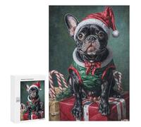 Rompecabezas para Adolescentes 300 PCS Rompecabezas Christmas French Bulldog Gifts-1 Rompecabezas Juego Práctico Arte De Pared Oferta como Regalos para Toda La Familia 300 PCS