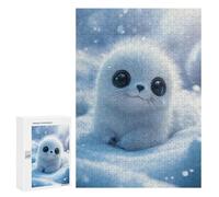 Rompecabezas para Adolescentes 300 PCS Rompecabezas Cute Baby Seal in Snow Rompecabezas para Adultos Juguetes Antiestrés Análisis Y Lógica para Cumpleaños, Navidad 300 PCS