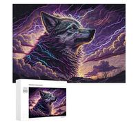 Rompecabezas para Adolescentes 300 PCS Rompecabezas Electric Wolf Storm Art Print Rompecabezas para Adultos Juguetes Antiestrés Análisis Y Lógica para Cumpleaños, Navidad 300 PCS