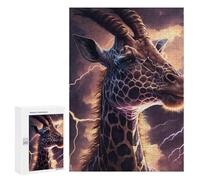 Rompecabezas para Adolescentes 300 PCS Rompecabezas Giraffe Lightning Storm Artwork-1 Rompecabezas para Adultos Juego De Ingenio Regalos para Mujeres para Cumpleaños, Navidad 300 PCS