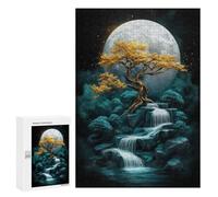 Rompecabezas para Adolescentes 300 PCS Rompecabezas Golden Tree Moonlit Falls Rompecabezas Juego Práctico Arte De Pared Oferta como Regalos para Toda La Familia 300 PCS