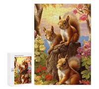 Rompecabezas para Adolescentes 300 PCS Rompecabezas Squirrels in Spring Blossoms Rompecabezas para Adolescentes Juguetes DIY Desafío Difícil Cumpleaños 300 PCS