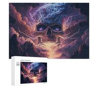 Rompecabezas para Adolescentes 300 PCS Rompecabezas Thundering Skull Epic Fantasy Artwork Rompecabezas para Adultos Juguetes Antiestrés Desafío Difícil Cumpleaños