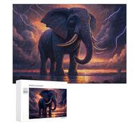 Rompecabezas para Adolescentes 300 PCS Rompecabezas Thunderstorm Elephant Majesty -1 Rompecabezas para Adultos Juego Familiar Una Obra De Arte para Cumpleaños, Navidad 300 PCS