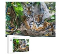 Rompecabezas para Adolescentes 300 PCS Rompecabezas Tiger Cubs in Amazon Rainforest Rompecabezas para Adultos Juego Familiar Una Obra De Arte para Cumpleaños, Navidad 300 PCS