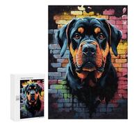 Rompecabezas para Adolescentes 300 PCS Rottweiler Dog Graffiti Rompecabezas para Adultos Juegos Relajantes Desafío Difícil Desafío Educativo 300 PCS