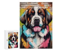 Rompecabezas para Adolescentes 300 PCS Saint Bernard Dog Graffiti Rompecabezas para Adultos Juguetes Antiestrés para La Diversión Familiar Interacción Entre Padres E Hijos 300 PCS