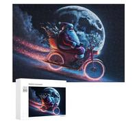 Rompecabezas para Adolescentes 300 PCS Santa Claus on A Motorcycle Under The Moonlight Rompecabezas para Adultos Juegos Familiares Análisis Y Lógica Actividades Divertidas En Casa 300 PCS