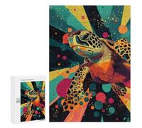 Rompecabezas para Adolescentes 300 PCS Sea Turtle Pop Art Radiant Sea Turtle Ocean-Themed Wall Art Rompecabezas para Adultos Juegos Relajantes Desafío Difícil Desafío Educativo 300 PCS