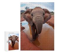 Rompecabezas para Adolescentes 300 PCS Selfie of A Young Elephant Rompecabezas Juguetes Antiestrés Corte De Precisión Interacción Entre Padres E Hijos 300 PCS