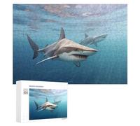 Rompecabezas para Adolescentes 300 PCS Sharks Swimming in Blue Ocean Rompecabezas para Adultos Juego Práctico Que Mejora La Memoria Actividades Divertidas En Casa 300 PCS