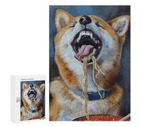 Rompecabezas para Adolescentes 300 PCS Shiba Inu Eating Noodles Rompecabezas para Adultos Juegos Relajantes Carrera De Velocidad Manual Desafiante De Completar 300 PCS