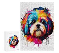 Rompecabezas para Adolescentes 300 PCS Shih Tzu Colorful Rompecabezas Juegos Relajantes Decoración del Hogar Regalos Y Cumpleaños Únicos 300 PCS
