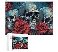 Rompecabezas para Adolescentes 300 PCS Skulls and Roses A Gothic Artwork Rompecabezas para Adultos Juegos Familiares Análisis Y Lógica Actividades Divertidas En Casa 300 PCS