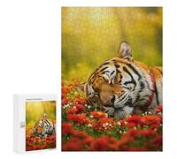 Rompecabezas para Adolescentes 300 PCS Sleeping Tiger in A Field of Flowers Rompecabezas para Adultos Juego De Ingenio Decoración del Hogar Regalos para Reducir El Estrés 300 PCS