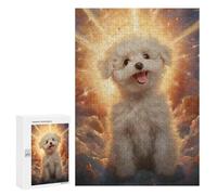Rompecabezas para Adolescentes 300 PCS Smiling Bichon Frise in Heaven Rompecabezas para Adultos Juguetes Antiestrés Que Mejoran La Memoria Difíciles Y Desafiantes 300 PCS