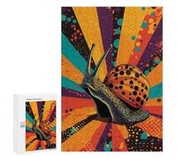 Rompecabezas para Adolescentes 300 PCS Snail Pop Art Rainbow Snail Funky Garden Creature Rompecabezas para Adultos Juegos Relajantes Pero Divertidos Y Humorísticos 300 PCS