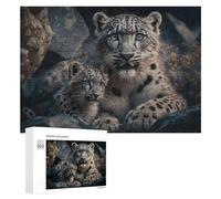Rompecabezas para Adolescentes 300 PCS Snow Leopard Cubs in The Wild Rompecabezas para Adultos Juego Familiar Regalo De Cumpleaños Interacción Entre Padres E Hijos 300 PCS