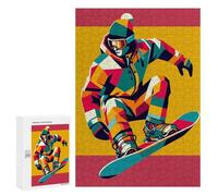 Rompecabezas para Adolescentes 300 PCS Snowboarding WPAP Pop Art Rompecabezas para Adultos Juegos Relajantes Decoración Actividades Divertidas En Casa 300 PCS