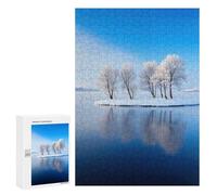 Rompecabezas para Adolescentes 300 PCS Snowy Island in A Frozen Lake Rompecabezas para Adultos Juegos Relajantes Desafío Difícil Desafío Educativo 300 PCS