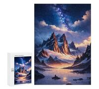 Rompecabezas para Adolescentes 300 PCS Snowy Mountain Landscape Rompecabezas para Adultos Juguetes Antiestrés para La Diversión Familiar Interacción Entre Padres E Hijos 300 PCS