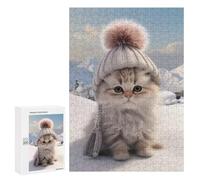 Rompecabezas para Adolescentes 300 PCS Snowy Paws and Hat Rompecabezas para Adultos Juego Familiar Decoración Desafiante De Completar 300 PCS